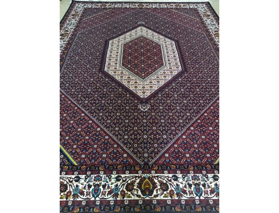 فرش700 شانه طرح بیجار زمینه سرمه ای